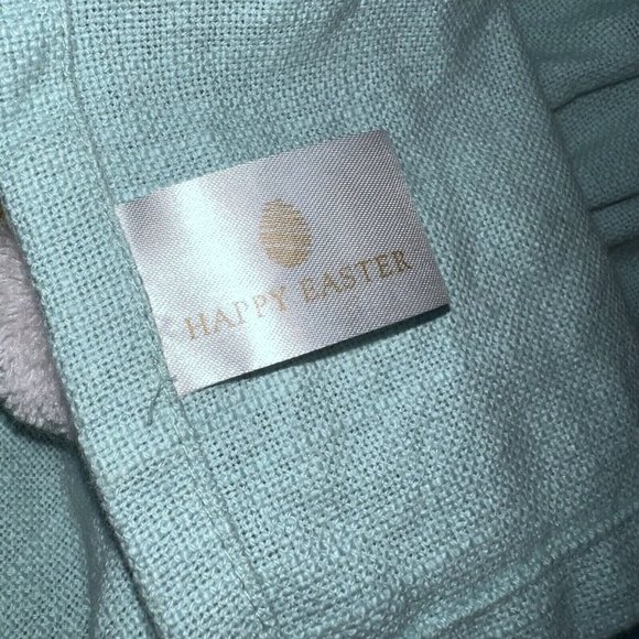 Easter Bunny Rabbit Appliqued Spring Baking Cooking Bib Apron White Mint Green - Picture 4 of 5